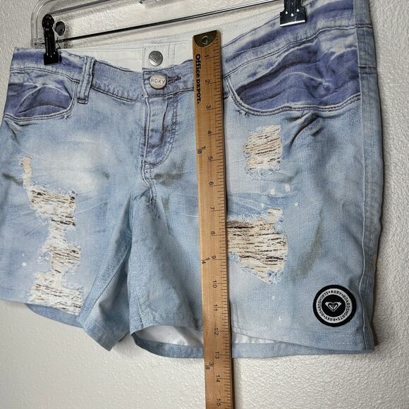 Roxy Estilo Faux Distressed Bue Jean Print On Poly Shorts 7 - Picture 11 of 11